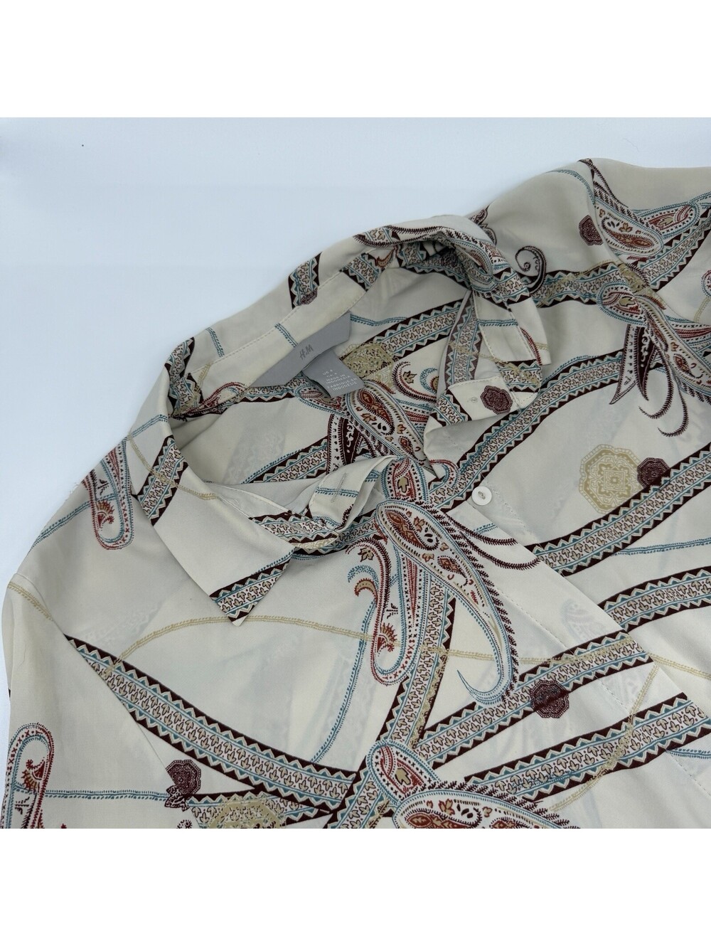 H&M Paisley Print Corporate Casual Button Down Long Sleeve Blouse 4
